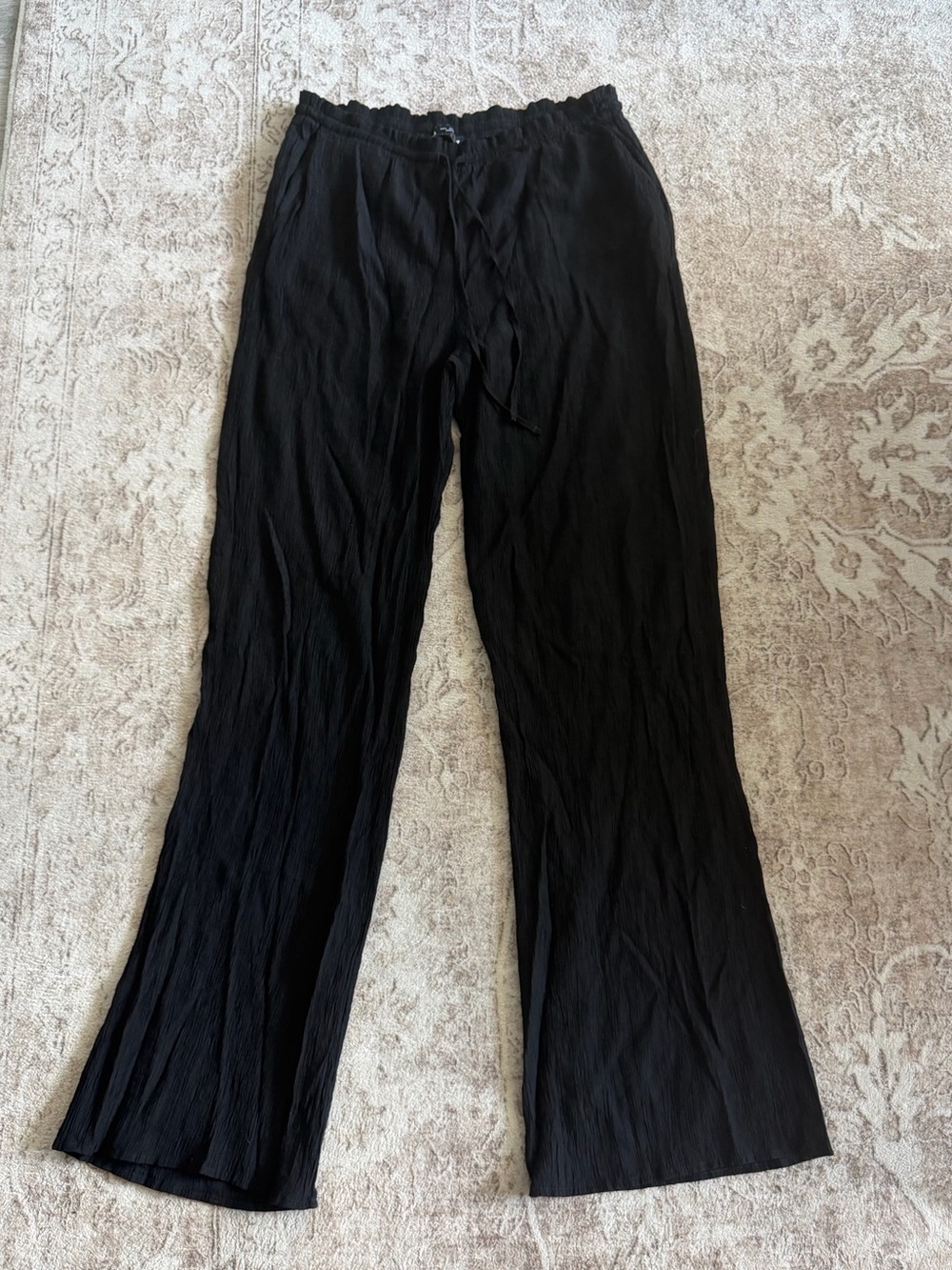 Zara Crinkled Wide-Leg Drawstring Pants